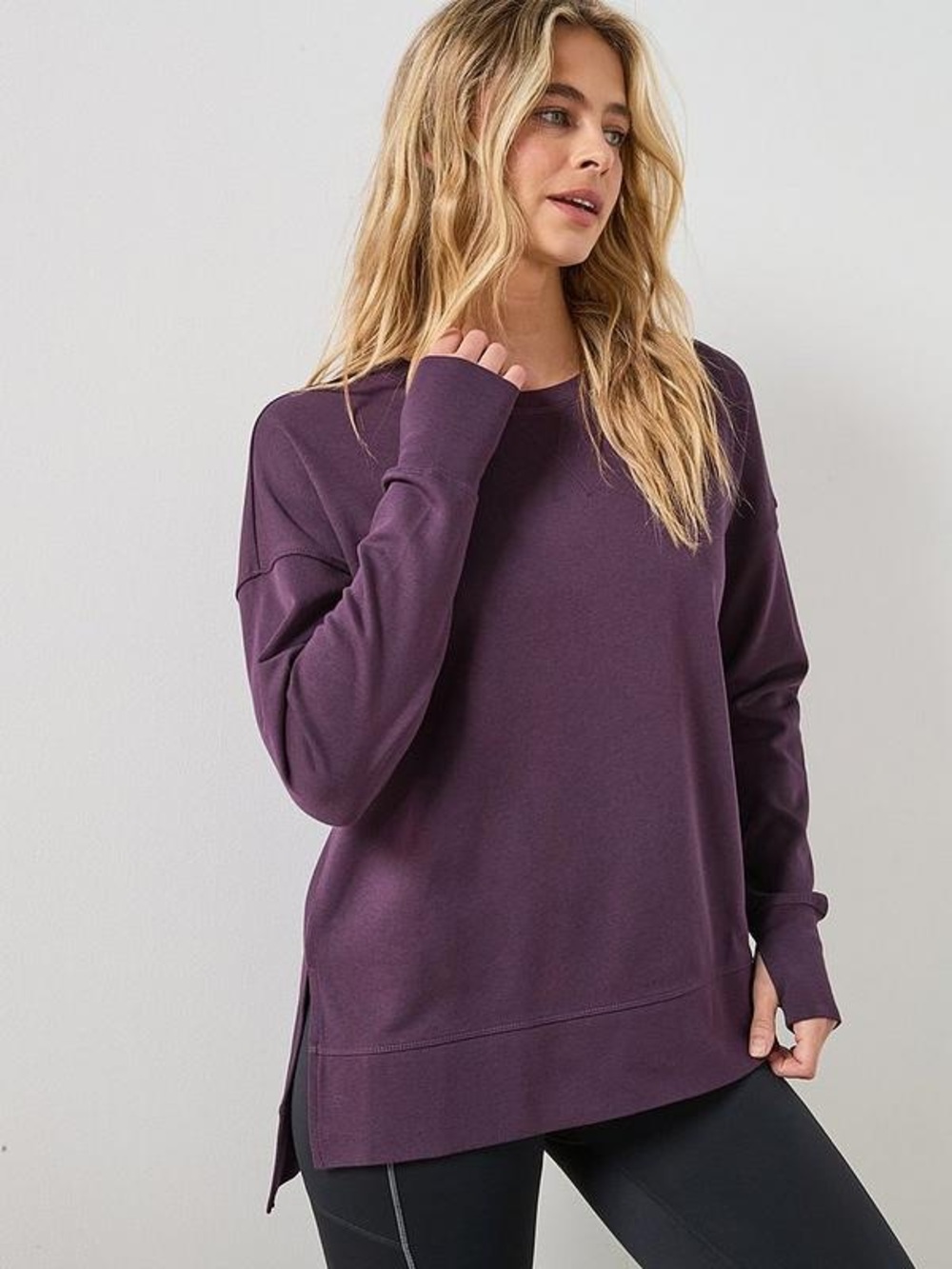 Sweaty Betty S after class oversized Plum Pullover Sweatshirt